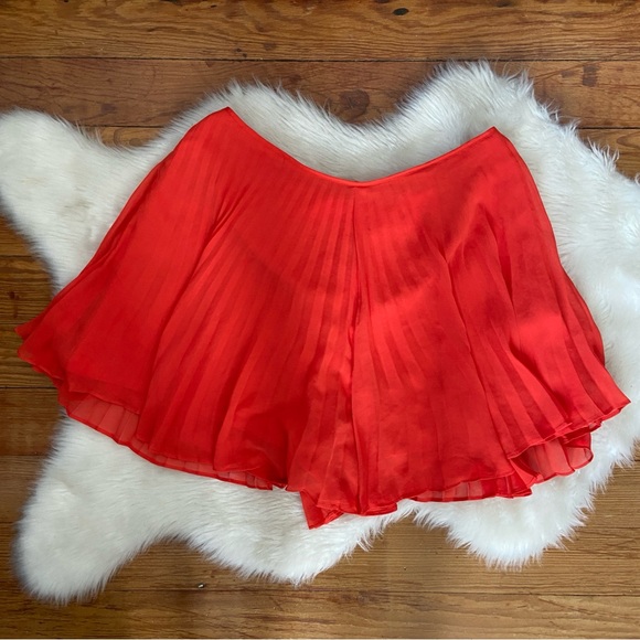 Solid Orange Pleated Flowy Shorts - Picture 1 of 7